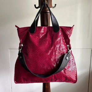 Pancaldi red snake skin handbag
